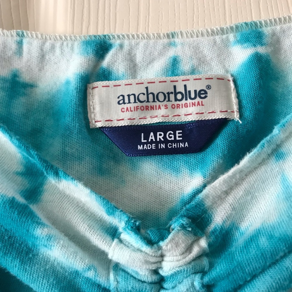 Turquoise Blue and White Tie-dye Tube Top - Picture 3 of 4